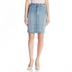 7 For All Mankind Denim Pencil Skirt Slim Faded Blue Knee Length Size 27